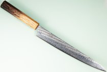 Tsunehisa AUS10 Nawame Damascus Wa-Sujihiki 245mm burnt Oak