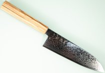 Hatsukokoro Ryuhyo Migaki SG2 Damascus Wa-Santoku 175mm Olive