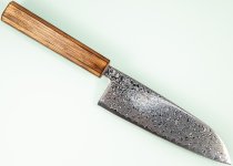 Tsunehisa SRS13 Damascus polished Wa-Santoku 165mm burnt Oak