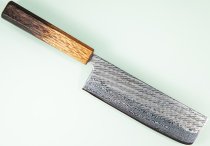 Tsunehisa AUS10 Nawame Damascus Wa-Nakiri 165mm burnt Oak
