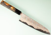 Hatsukokoro X Nigara Irodori Rainbow Damascus Kurozome Wa-Gyuto 200mm Hatsukokoro X Nigara Irodori Rainbow Damascus Kurozome Wa-Gyuto 200mm